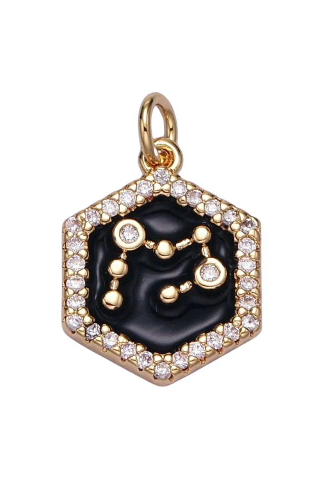 Black Enamel Birth Star Zodiac Charm