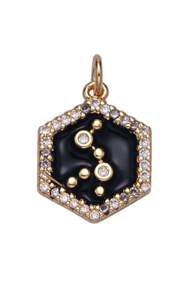 Black Enamel Birth Star Zodiac Charm