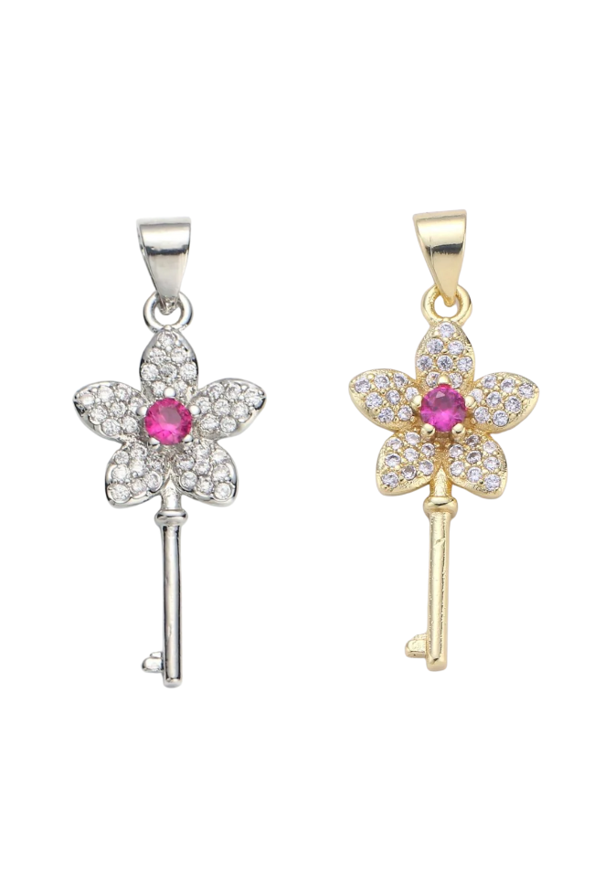 CZ Flower Key Charm