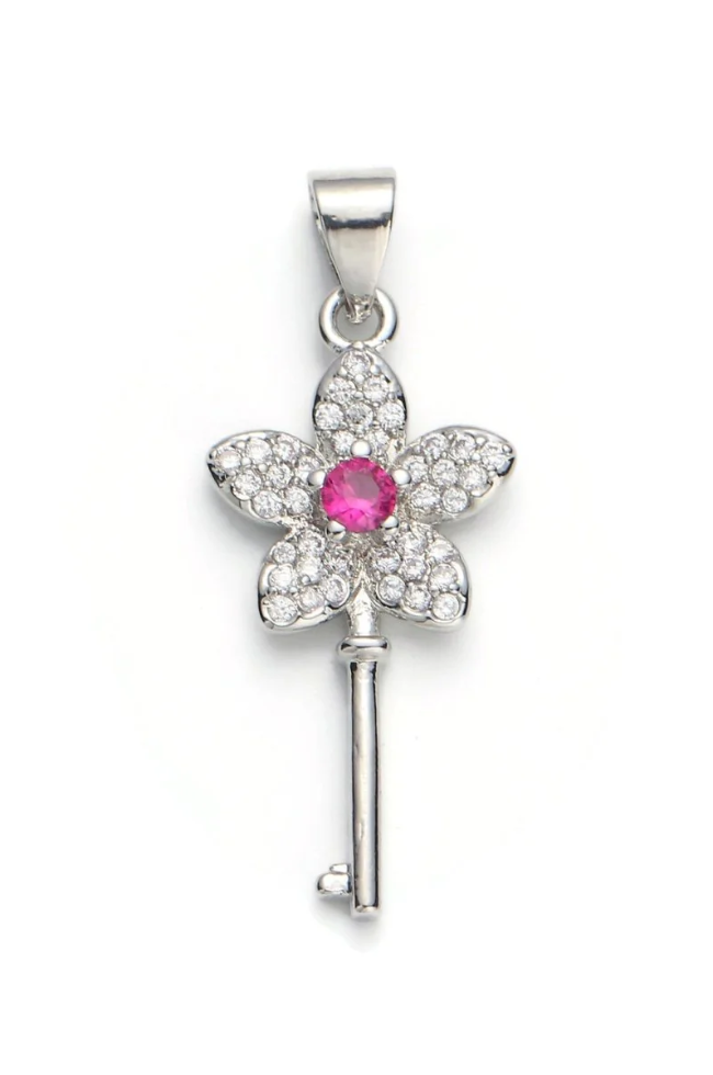 CZ Flower Key Charm