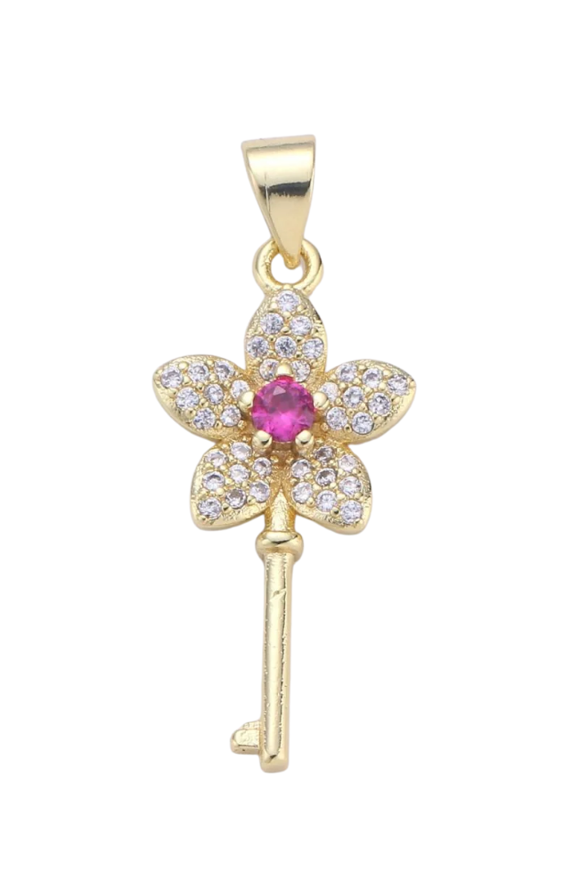 CZ Flower Key Charm