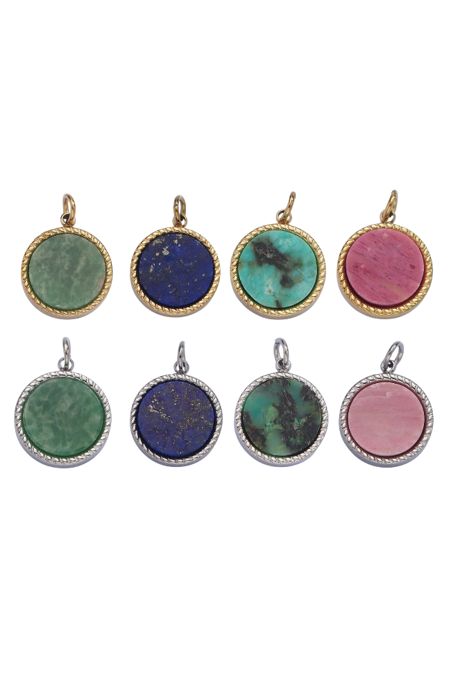 Braided Round Natural Gemstone Charm