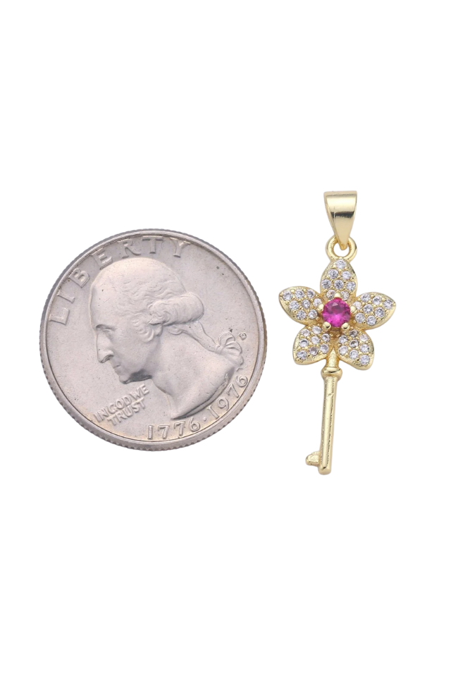 CZ Flower Key Charm