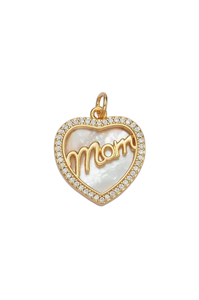 CZ Shell Mom Heart Charm