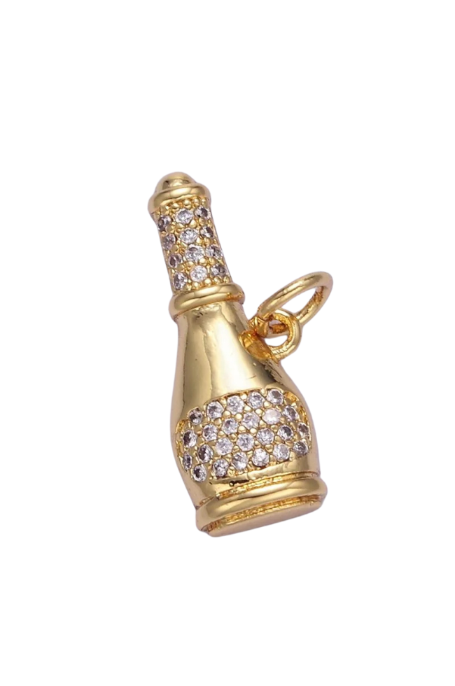CZ Champagne Bottle Charm