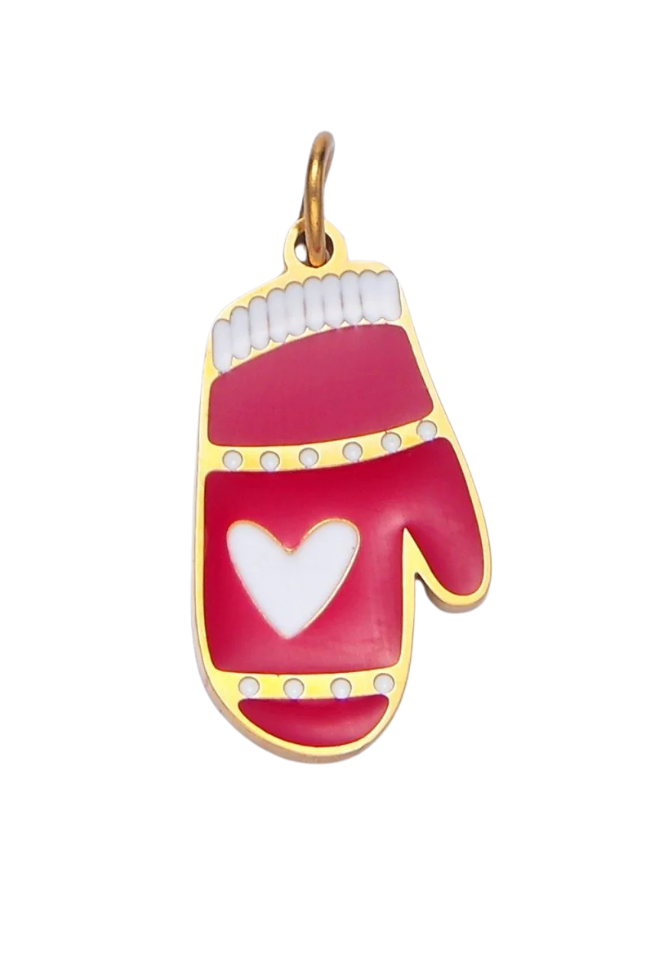 Enamel Heart Mitten Charm