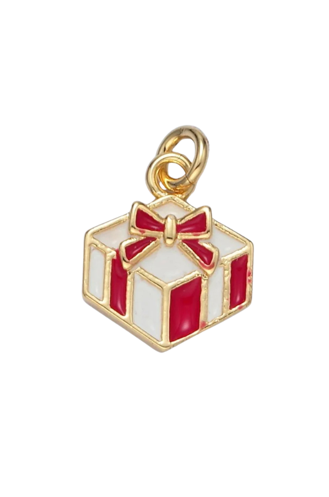 Red Striped Present Charm