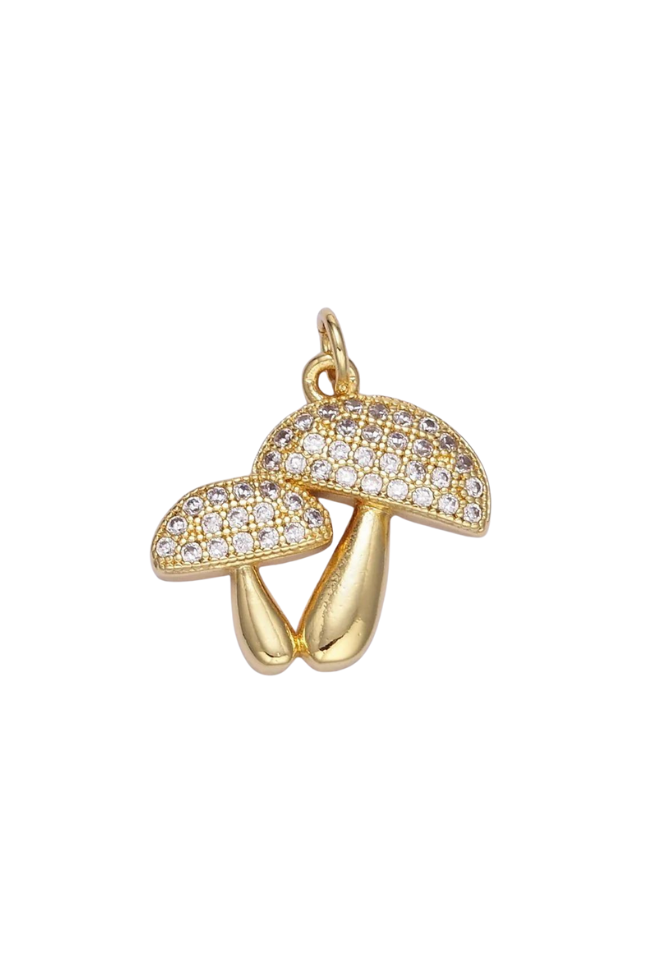 CZ Double Mushroom Charm
