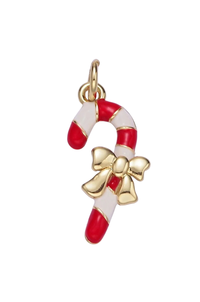 Candy Cane Bow Charm