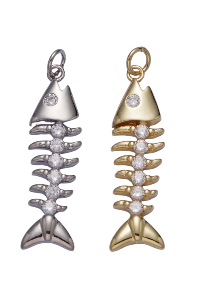 CZ Fish Bone Charm