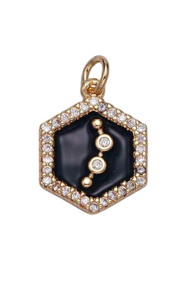 Black Enamel Birth Star Zodiac Charm