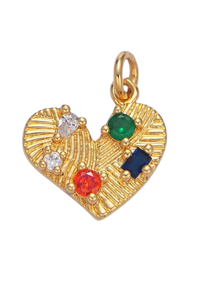 CZ Multi-Color Heart Charm