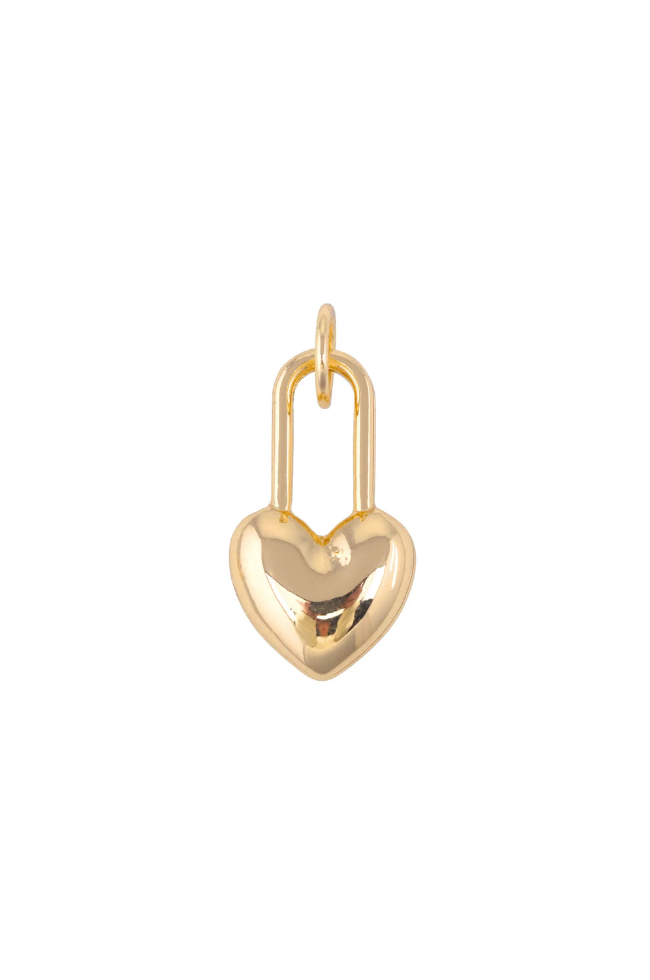 3D Heart Padlock Charm