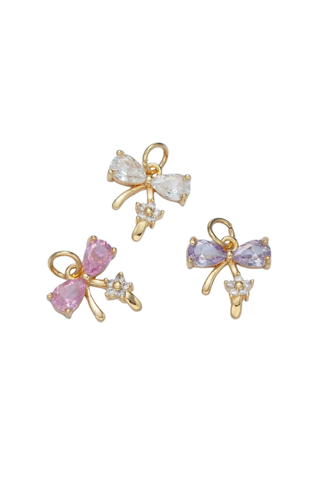 CZ Bow W/ Flower Charm