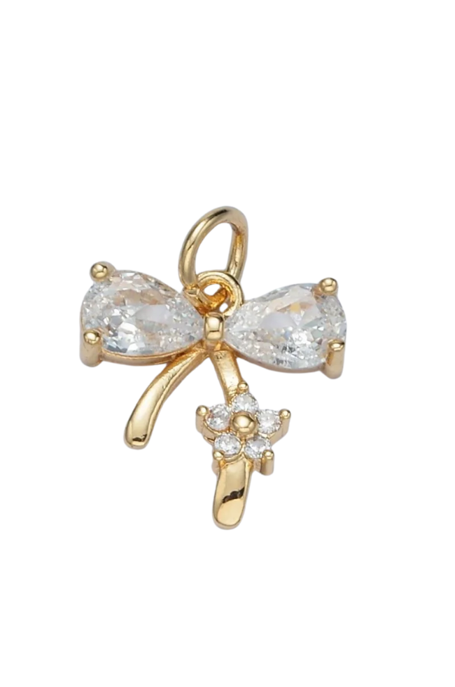 CZ Bow W/ Flower Charm