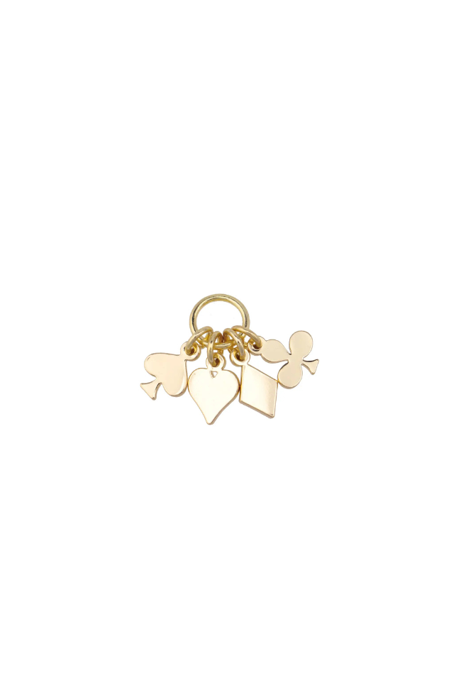 Card Suits Cluster Charm in Shiny Gold