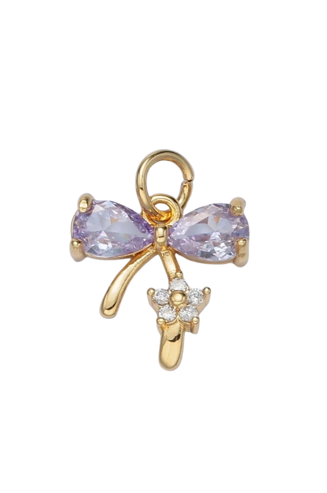 CZ Bow W/ Flower Charm
