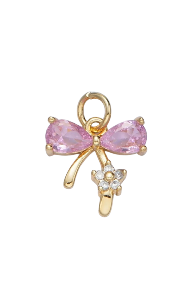 CZ Bow W/ Flower Charm
