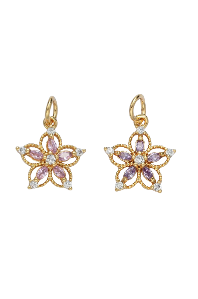 CZ Open Flower Charm