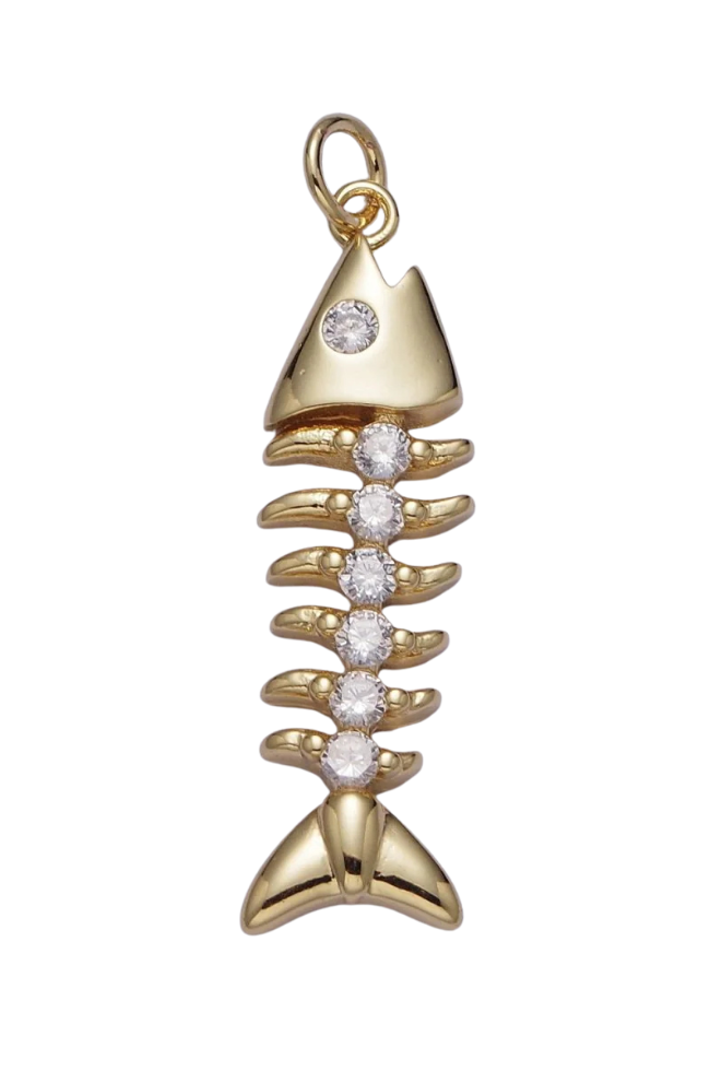 CZ Fish Bone Charm