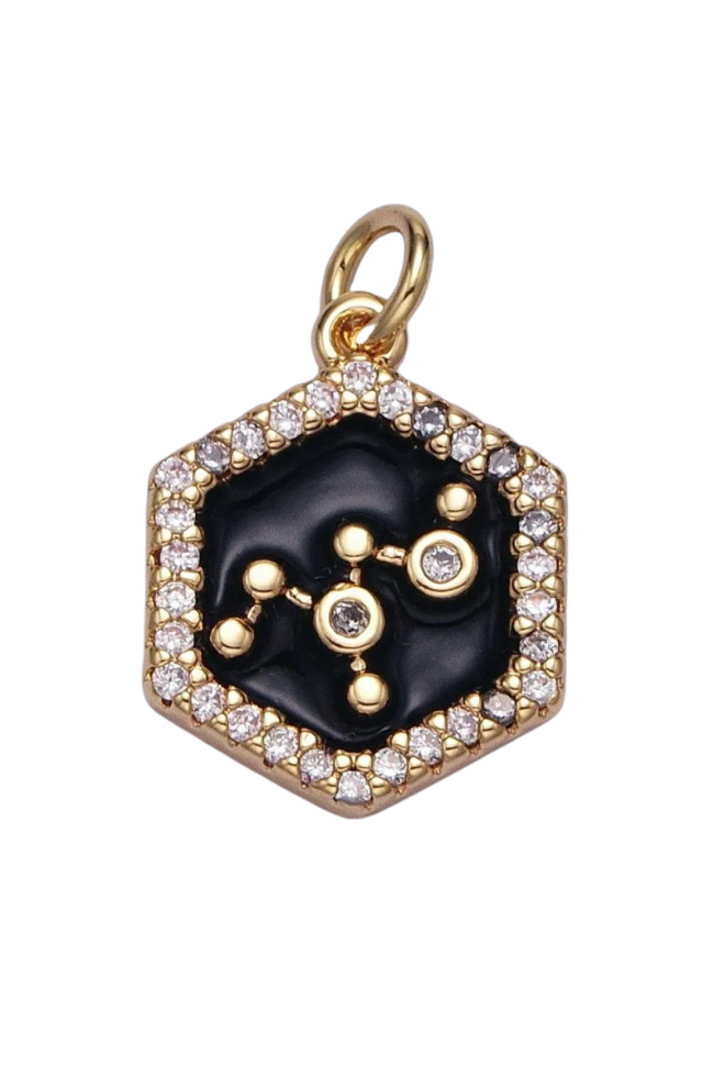 Black Enamel Birth Star Zodiac Charm