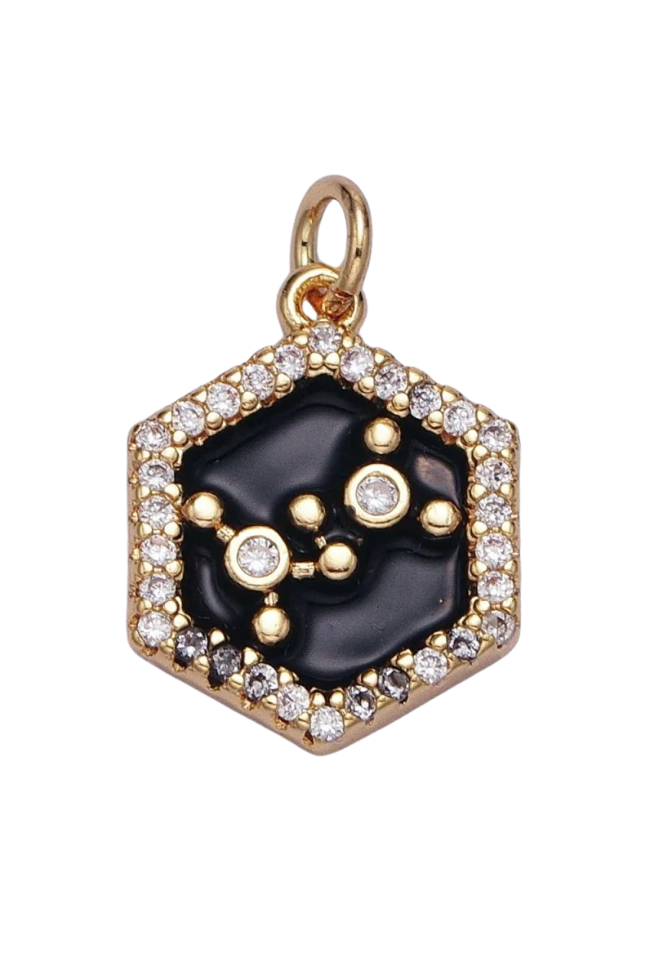 Black Enamel Birth Star Zodiac Charm