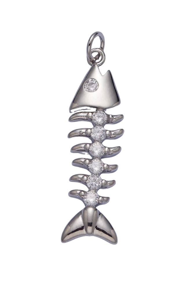 CZ Fish Bone Charm