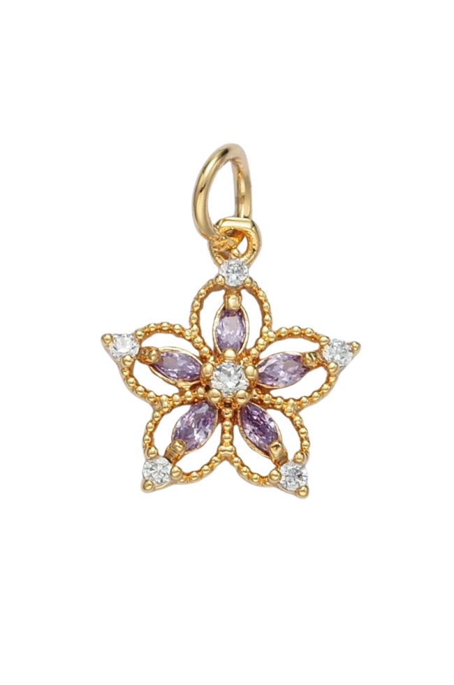 CZ Open Flower Charm