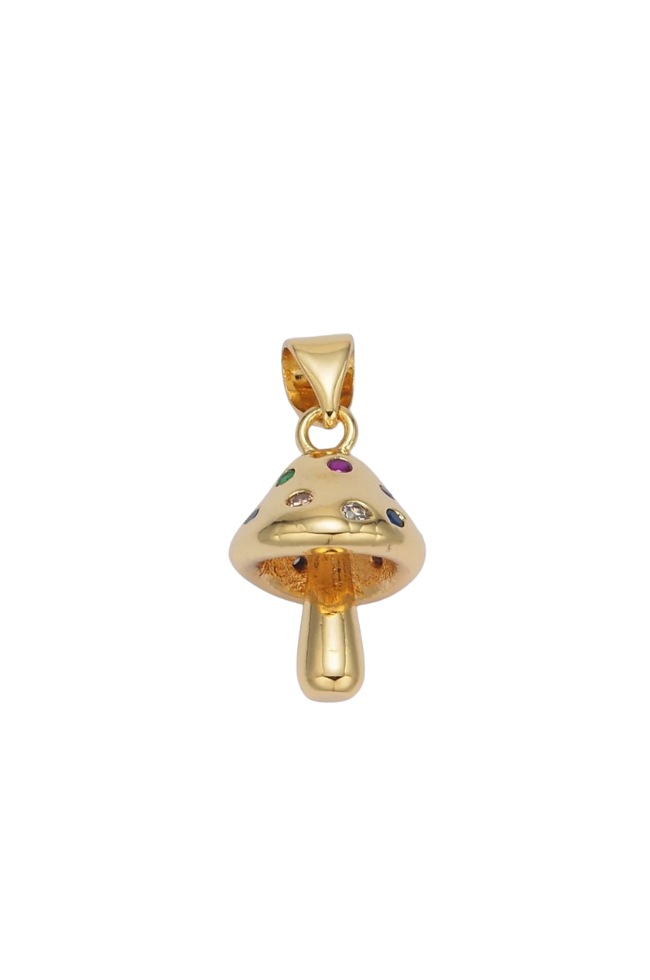 Colorful CZ Dotted Mushroom Charm