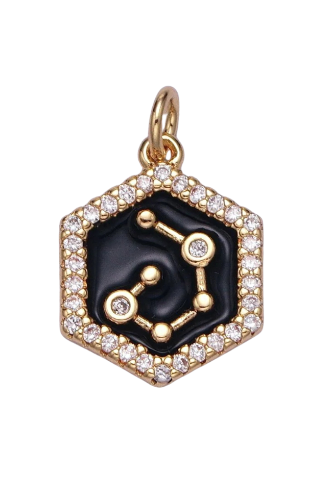 Black Enamel Birth Star Zodiac Charm