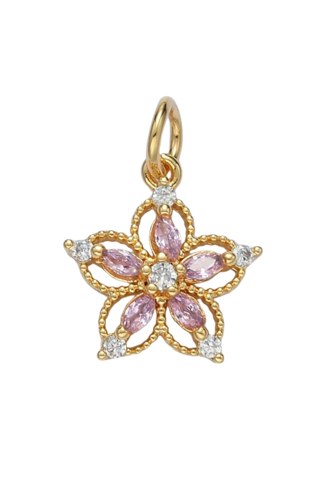 CZ Open Flower Charm