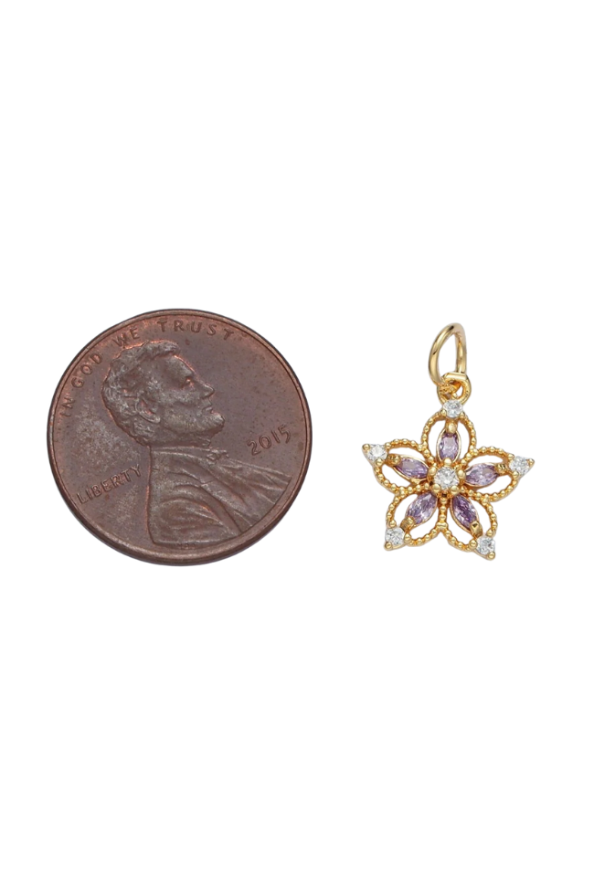 CZ Open Flower Charm