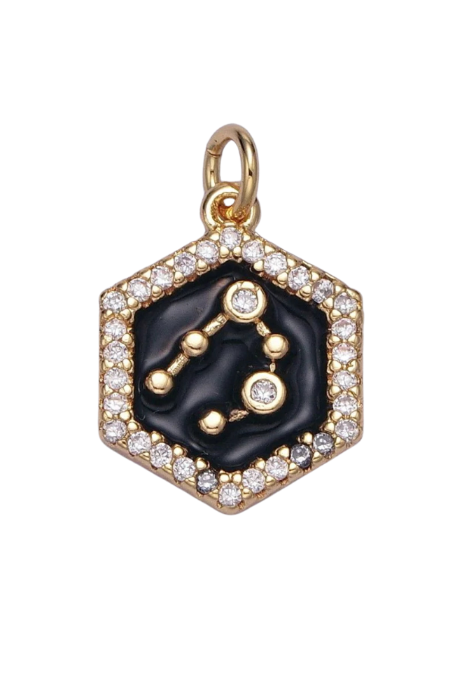 Black Enamel Birth Star Zodiac Charm
