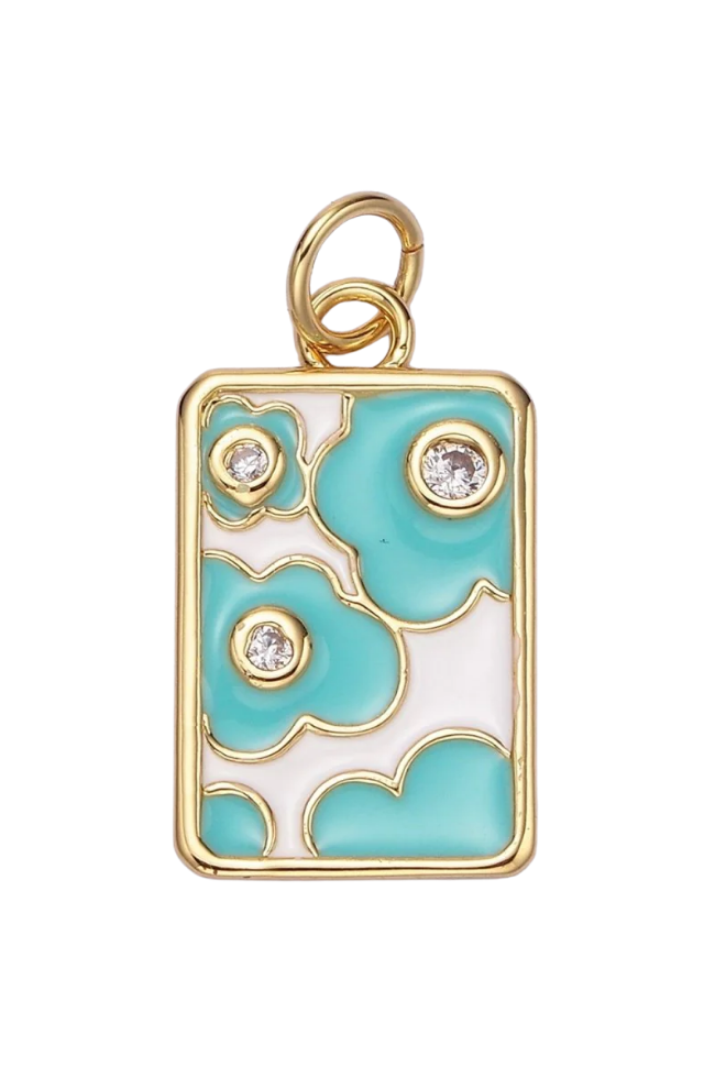 CZ Teal Flower Cloud Charm