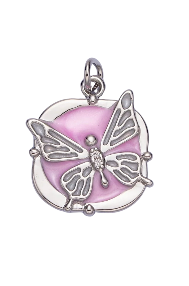 Circular Enamel Butterfly Charm