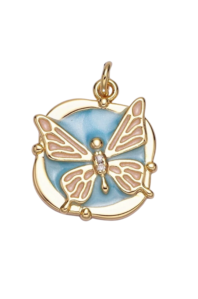 Circular Enamel Butterfly Charm