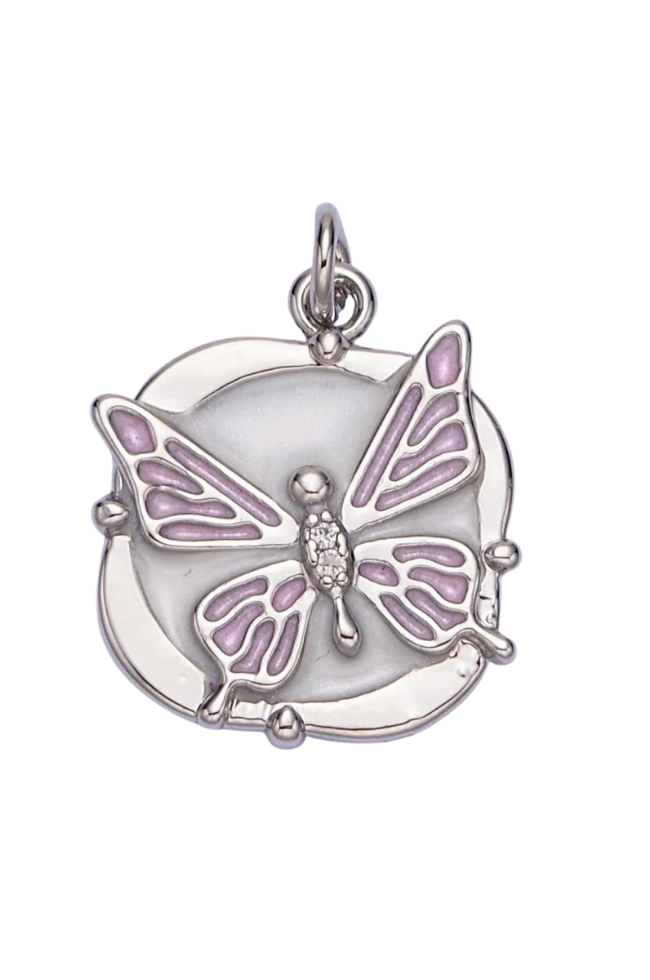 Circular Enamel Butterfly Charm
