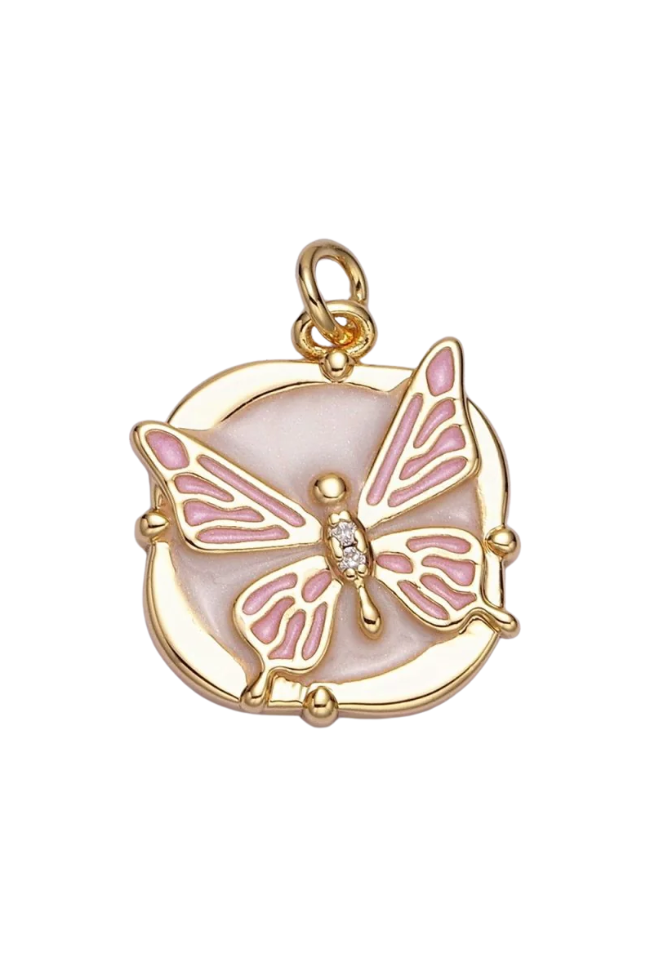 Circular Enamel Butterfly Charm