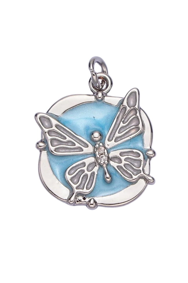 Circular Enamel Butterfly Charm