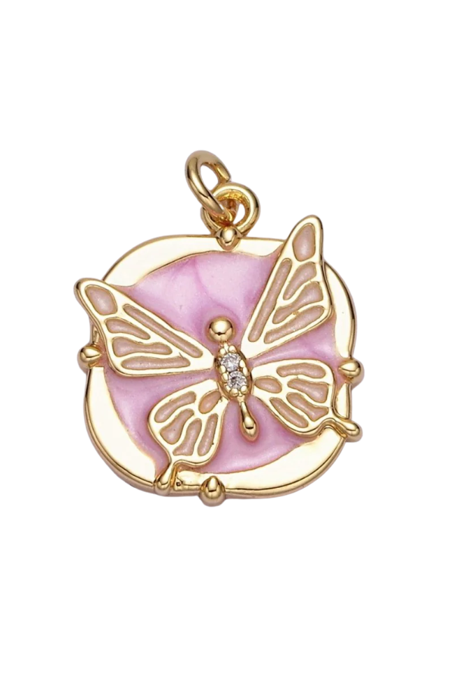 Circular Enamel Butterfly Charm