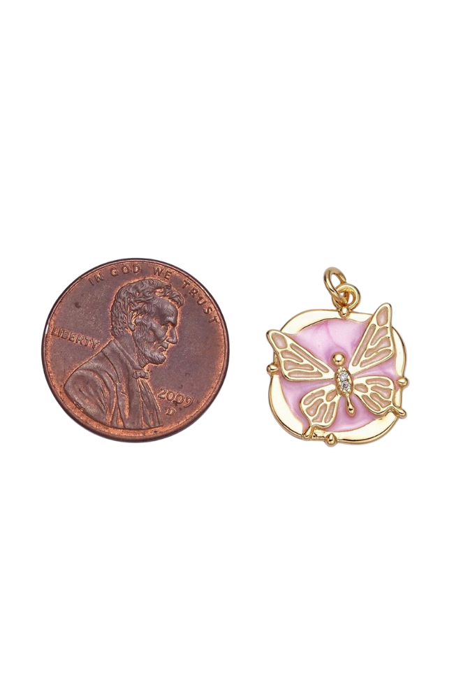 Circular Enamel Butterfly Charm