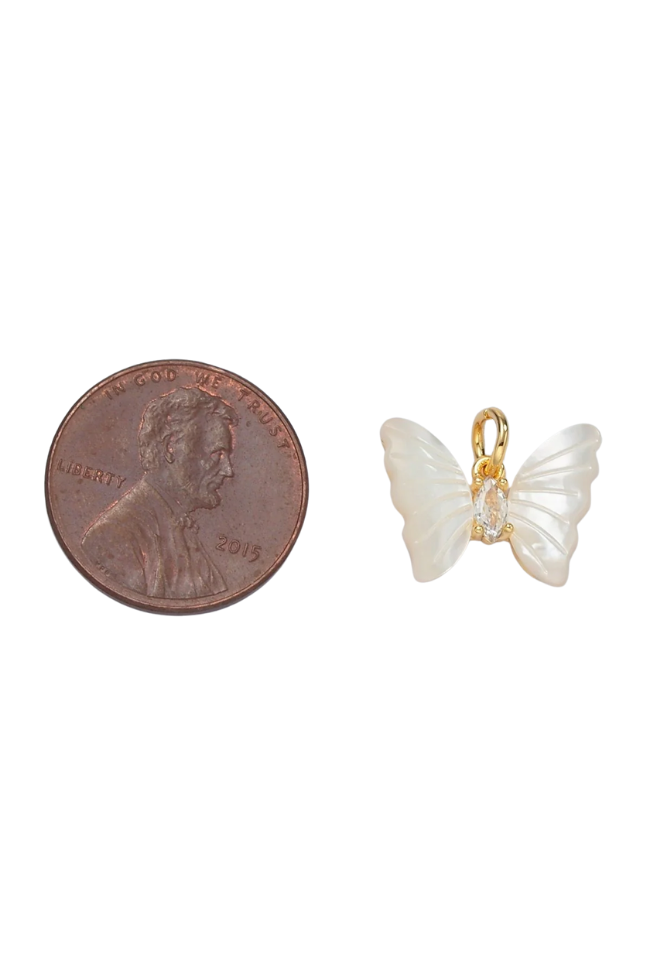 CZ Shell Butterfly Charm