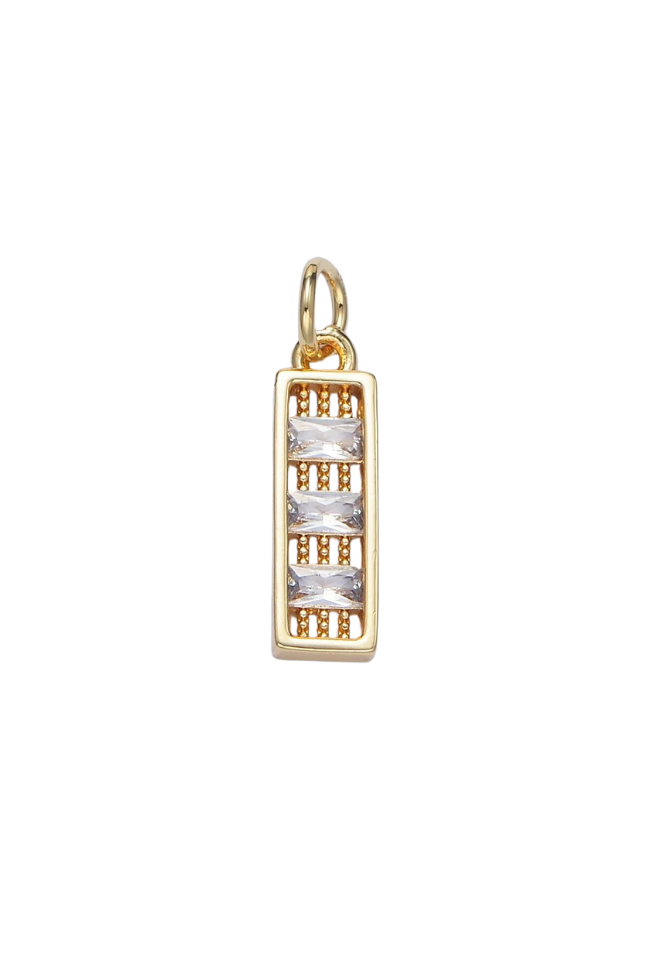 CZ Triple Baguette Drop Charm