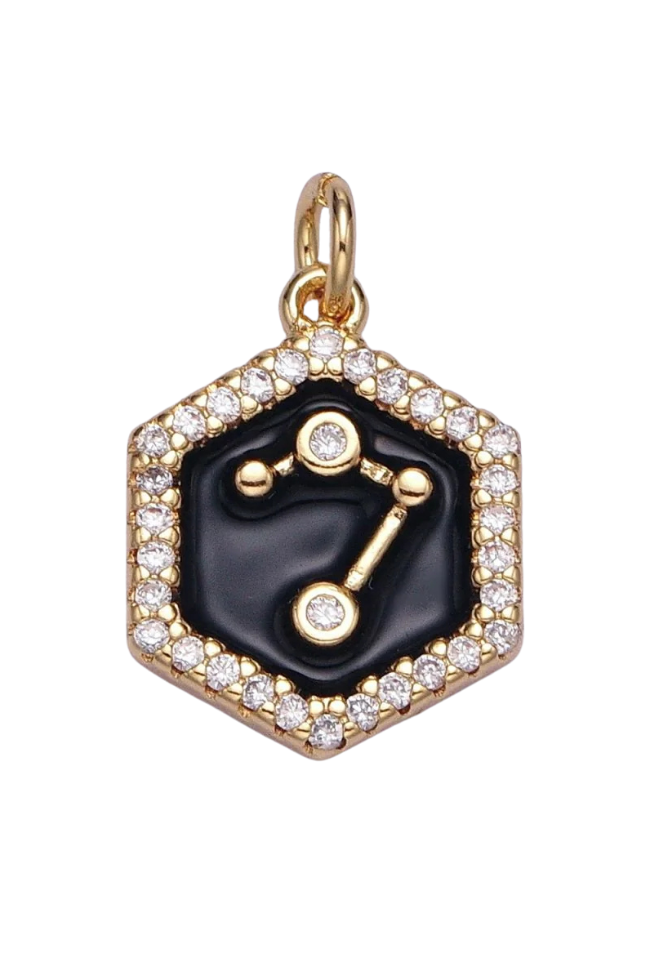 Black Enamel Birth Star Zodiac Charm