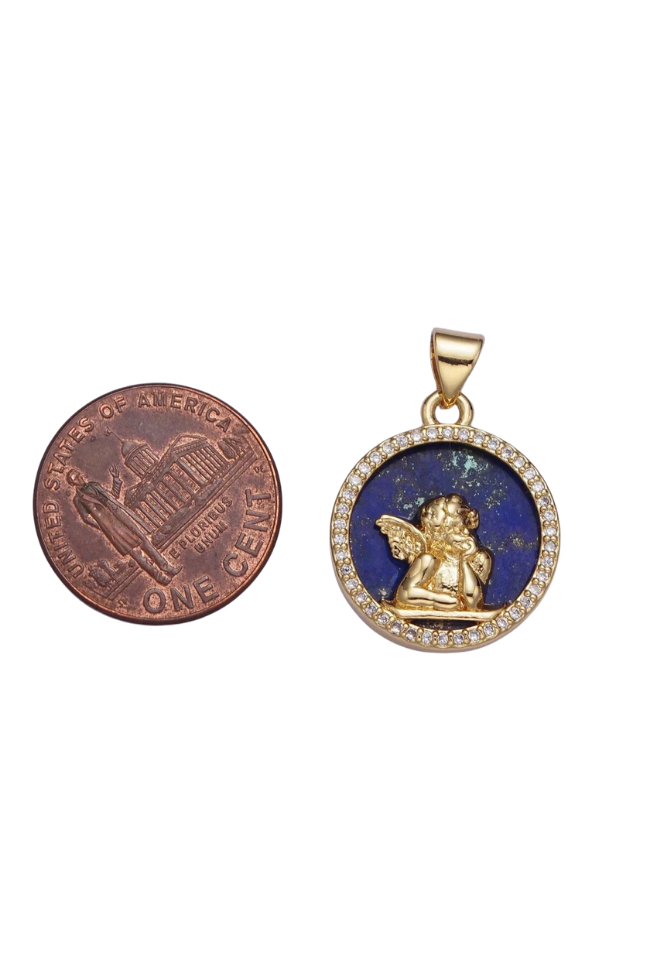 CZ Blue Lapiz Angel Charm