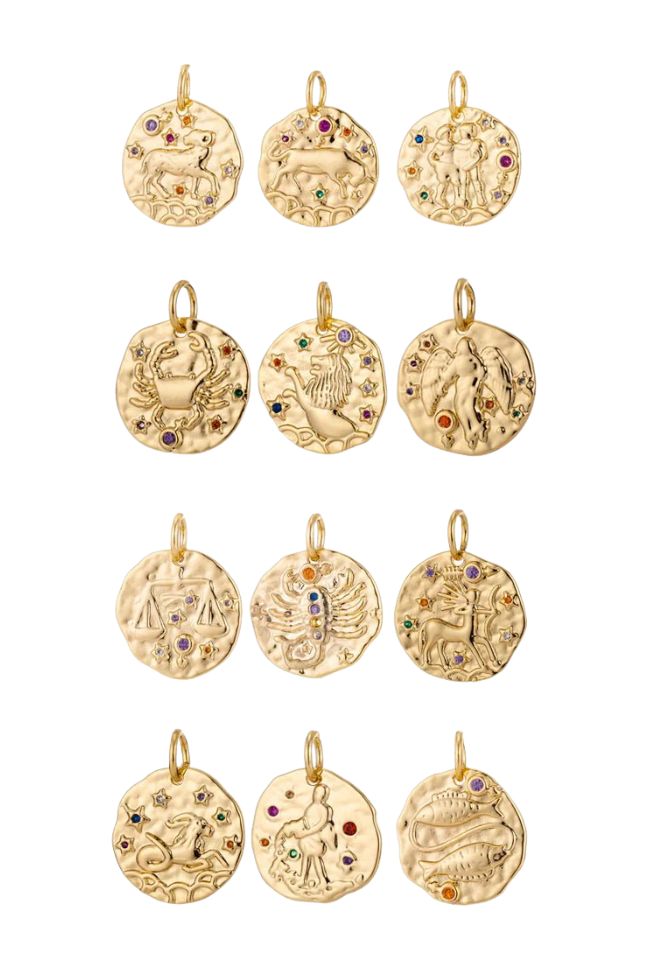 Colorful CZ Zodiac Coin Charm