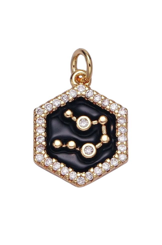 Black Enamel Birth Star Zodiac Charm
