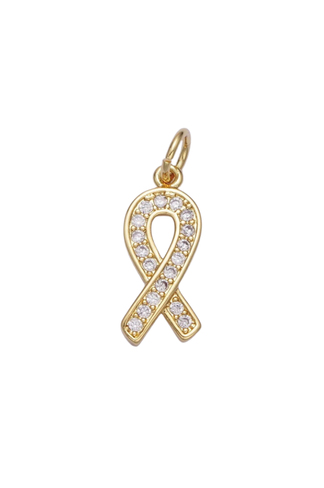 CZ Breast Cancer Ribbon Charm