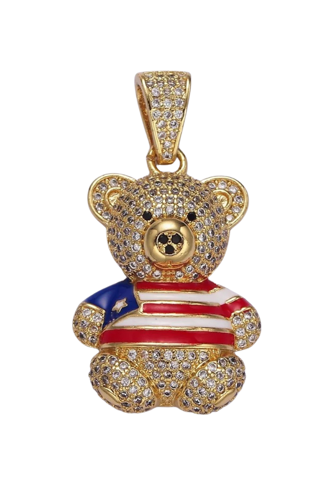 CZ Patriotic Bear Pendant